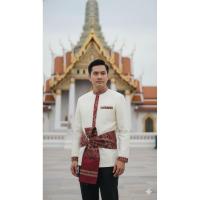 ราคา เสื้อแพรวา เสื้อภูไท เสื้อชายแต่งแพรวาแดง (53702463377)