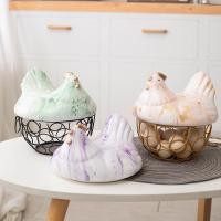 ราคา ตะกร้าไข่เซรามิคตะกร้าผลไม้กระเทียมมันฝรั่ง Sundries เซรามิคสีฟ้าตกแต่ง Creative Hen ใส่ตะกร้าไข่ 26.04.08 D8UB (51808374224)