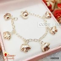 ราคา สร้อยข้อมือเงินแท้สำหรับเด็ก ลายโซ่ ห้อยรูปช้างทั้งหมด 6 ตัว HB0008 (316800711)
