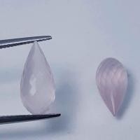 ราคา 13.35 ct โรสควอตซ์ ธรรมชาติ แท้ Natural Rose Quartz Drops Pair For Fine Jewelry (10250335901)