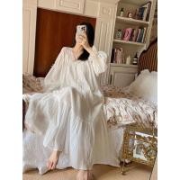 ราคา ชุดนอนลูกไม้สีขาวยาว – ชุดนอนผ้าฝ้ายวินเทจสําหรับผู้หญิงน้ําหนักเบา (44029362960)