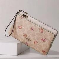 ราคา COACH Double Zip Wallet In Signature Canvas C5576 (กระเป๋าคล้องมือ2ซิป SizeL) (8581853363)