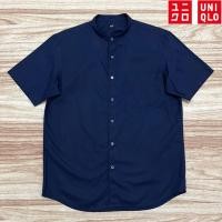 ราคา KEMEJA UNIQLO Shanghai Short Sleeve Navy Blue Shirt (M) (46106533344)