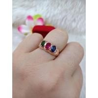 ราคา #​แหวนนาคพลอยสามสีไม่ลอก (15561828676)