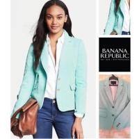 ราคา (J501) Banana republic เบลเซอร์สองปุ่มและกระเป๋าสีเขียวนุ่ม (24745683171)