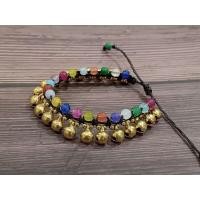 ราคา กำไลข้อเท้าเด็ก สร้อยข้อเท้าเด็ก / ข้อมือไซส์เล็ก เชือกถักกระดิ่งทองเหลืองกับหินมงคล (3651689513)