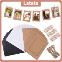 ราคา LATA 10 ชิ้น DIY กรอบรูปกระดาษคราฟท์, พร้อมคลิป Multi-function แขวนภาพผนัง, ตกแต่งบ้านหัตถกรรม 2M เชือกกรอบรูปบ้าน (42350149288)
