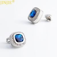 ราคา High-End Silver Square สีดําสีฟ้าZircon Diamond Cufflinks Men French Cufflinks 26.2.27 (43479050668)