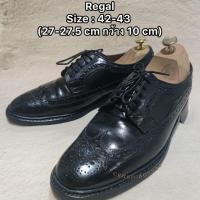ราคา รองเท้าหนังสีดำ แบบผูกเชือก Regal / Size : 42-43 (27-27.5 cm กว้าง 10 cm) (22488008832)