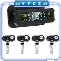 ราคา △Yycz△ระบบตรวจสอบความดันลมยางรถยนต์ พลังงานแสงอาทิตย์ ไร้สาย USB TPMS หน้าจอ LCD พร้อมเซนเซอร์ภายใน (22960661510)