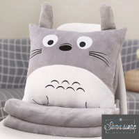 ราคา โตโต้โร หมอนสี่เหลี่ยมและผ้าห่มชั้นหนึ่งผ้าสักหลาดกํามะหยี่นุ่มพิเศษชุดเครื่องนอนสํานักงาน SD3-GMTOTO-V (40863542987)