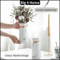 ราคา โมเดิร์นสร้างสรรค์หินอ่อนแจกันเซรามิกแจกันหินอ่อนสีขาวพร้อมซับทองแจกันตกแต่งบ้าน Pasu Bunga Hiasan Meja (29794486342)