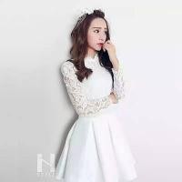 ราคา เดรสสีขาวแขนยาวงานแขนลูกไม้ (465989159)