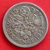 ราคา เหรียญอังกฤษ United Kingdom 6 pence ปี 1954 เหรียญ​ต่างประเทศ (15296769620)