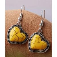 ราคา Yellow Angel Heart Turquoise Earrings by Rupaj Kayim #14 ต่างหูหัวใจนางฟ้า ทำจากหินธรรมชาติ Turquoise, Alloy & Rhodiump (27591978020)
