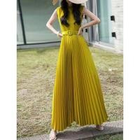 ราคา *** NEW FOR TODAY *** *** BY MISSAURA *** Jumpsuit Korea จั๊มสูทแขนกุดขาวยาวอัดพลีทผ้าไหมเกาหลีพร้อมเข็ (5451919862)