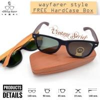 ราคา แว่นกันแดดWayfarer Style Polarized กรอบดำ ขาไม้ แนววินเทจ Vintage Glasses Wood (7409587954)