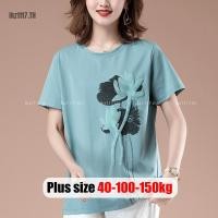 ราคา Plus Size✅เสื้อยืดผู้หญิงสาวอวบ ไซส์ใหญ่ สำหรับคุณแม่วัยกลางคน เสื้อยืดโอเวอร์ไซส์ แขนสั้น ทรงหลวม คอกลม พิมพ์ ฤดูร้อน เกาหลี สไตล์ลำลอง Oversize พลัสไซส์ สาว อวบอ้วน ใส่ได้ (47107877382)