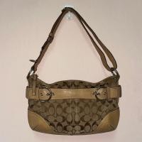 ราคา กระเป๋ามือสอง ของแท้ COACH Vintage 2 way Shoulder Bag Signature Canvas Brown Soft Duffle วินเทจ สภาพดี (26328500076)