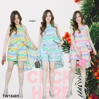 ราคา ️ชุดเที่ยวทะเล Set #สาวอวบ 2 ชิ้น เซทเสื้อระบาย หน้าสั้นหลังยาว แขนกุด กับกางเกงขาสั้น (20188743568)