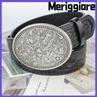 ราคา MERIGGIARE Western Cowboy Belt, Vintage Casual Buckle Belt, Fashion Retro PU Leather Wide Waist Belt Men Women (47805023981)