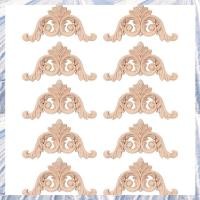 ราคา 10 ชิ้นไม้แกะสลักรูปลอกไม้แกะสลัก Mouldings มุม Applique ตกแต่งบ้านไม้แกะสลักสําหรับประตูตู้ (48806008646)