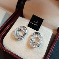 ราคา ต่างหูเพชรรูปวงกลม ห่วงคล้อง เพชรcz เงินแท้925 ชุบด้วยทองคำขาว (1386792139)