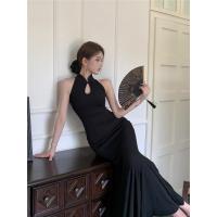 ราคา ใหม่สไตล์จีนปรับปรุง กี่เพ้า หัวเข็มขัดเชือกแขวนคอชุดหญิงฤดูร้อนย้อนยุคสีดําอารมณ์เอวแคบ หางปลา กระโปรงยาว20260331 (42879664258)