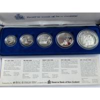 ราคา เหรียญเงินขัดเงาที่ระลึกของประเทศนิวซีแลนด์ ปี1990 ครบชุด5เหรียญ (54755612566)
