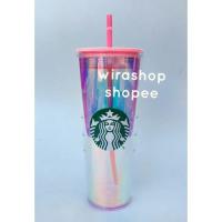 ราคา แก้วstarbucks 2ชั้น สีเหลือบ เก็บความเย็น (15388119267)
