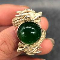ราคา ของสะสมโบราณมังกรคู่เล่นลูกปัดสดรอบแหวนใบหน้าโมราโบราณเก่าเงินชุบฝังเปิดแหวนประแจนิ้ว1025 (58155279317)