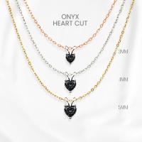 ราคา สร้อยคอนิลดำแท้ (Onyx) หัวใจซิกเนเจอร์ เงิน 925 ชุบทองคำขาว /ทอง/โรสโกลด์ จี้พลอย GEORGE Jewelry (46455017754)