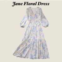 ราคา Jane Floral Dress แฟชั่นมุสลิมชุดสตรีแขนยาวลูกไม้ Maxi Dress สไตล์เกาหลี (57104597323)