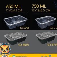 ราคา (แพค50ใบ) (2ช่อง)กล่องพลาสติกใส่อาหารแบ่งช่อง กล่องข้าว 2 ช่อง 650 ml และ 750 ml สีใสและสีดำ (2386683086)