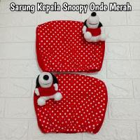 ราคา MERAH Car Pillow - ผ้าคลุมพนักพิงศีรษะเบาะรถยนต์ Snoopy onde Motif สีแดง (48008546715)