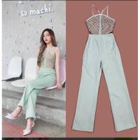 ราคา งานป้าย Lollopop Sz.L จั้มสูทขายาวเว้าเอว สีเขียวมิ้น (18174574569)