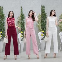 ราคา งานเซต เสื้อลูกไม้ แขนกุด สี แดง ชมพู ขาว กางเกงขายาว พร้อมส่ง ใส่ออกงาน ใส่ทำบุญ สวย ตรงปก (29887059787)