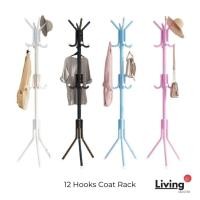 ราคา 12ตะขอเหล็กยืนไม้แขวนเสื้อชั้นวางเสื้อสําหรับเสื้อผ้า,หมวก,ผ้าพันคอ,แจ็คเก็ต,กระเป๋า,ร่ม,รัก เพนยังกุด เสื้อผู้หญิง (23568815029)