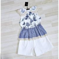 ราคา มือ1 ป้ายห้อย งานป้าย Ladera Size XL > ชุดเซ็ทเสื้อแขนกุดคอบัวแต่งระบายลูกไม้ เอวระบาย+กางเกงขาสั้นสีขาวน่ารัก (24116509808)