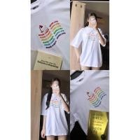 ราคา เสื้อยืดโอเวอร์ไซส์ลายGood vibesสายรุ้ง (27962068002)