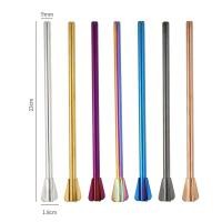 ราคา 4pcs Stainless Steel Straws Stirrers Reusable Washable Black Cocktail Drinking Metal Bars Supplies Travel Straw Spoon (41654772768)