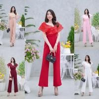 ราคา จั้มสูท ขายาว ใส่ออกงาน เหมาะกับงานเลี้ยง งานแต่ง งานพิธี สวย ตรงปก นางแบบใส่งานจริง สีแดง ชมพู ขาว ครีม พร้อมส่ง (27912850314)