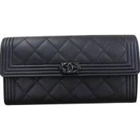 ราคา Chanel boy long black wallet (694949965)