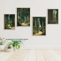ราคา Vintage ญี่ปุ่นขี่จักรยาน Man ขี่จักรยานป่าสีเขียว Japandi Rustic Wall Art โปสเตอร์ผ้าใบภาพวาดภาพผนังตกแต่งบ้าน (55958624359)