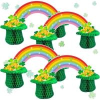 ราคา Jenaai 4 ชิ้น St Patricks Day ตกแต่งสําหรับโต๊ะ St. Patricks Day Honeycomb Centerpieces 3D Shamrock Rainbow St Patricks Day ตกแต่งโต๊ะกระดาษ Irish ตาราง Topper สําหรับ Party (47757469466)