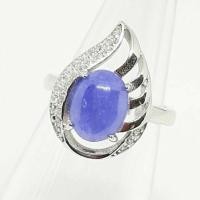 ราคา แหวน แทนซาไนท์ Tanzanite พลอยแท้ ทรงกลมหลังเบี้ย ขนาด 8×10 มม.รูปแบบ สวยงาม สีม่วงอ่อน ล้อม CZ ตัวเรือนเงิน 925 (4147296515)