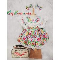ราคา Dress FRUITY Collection เดรสผ้าคอตต้อนแท้ 100% (ลายผลไม้รวมสีฟ้า) (2290304361)