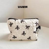 ราคา Uumir Travel กระเป๋าเครื่องสําอาง, Quilted Little Bow Cotton Makeup Bag, Portable Large- Capacity Girls Make Up Organizer for Women (27863660201)