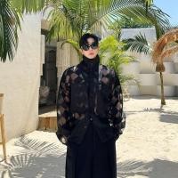 ราคา เสื้อเชิ้ตแขนยาวตาข่ายผู้ชาย ทรงหลวม สไตล์ซีทรู เหมาะสำหรับใส่ลำลอง (53058400558)