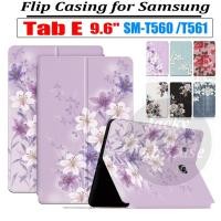 ราคา สําหรับ Samsung Galaxy Tab E 9.6 (2015) T560 T561 9.6 นิ้วแท็บเล็ตพีซีกรณีคุณภาพสูง PU แฟชั่นดอกไม้เหงื่อลื่นหนังฝาครอบ (45206064409)